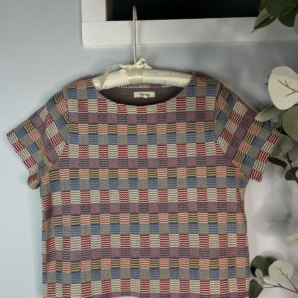 Madewell Checkerboard Granny Knit Short Sleeve Tee